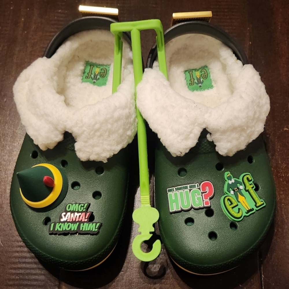 CROCS Kids Green Holiday Slippers